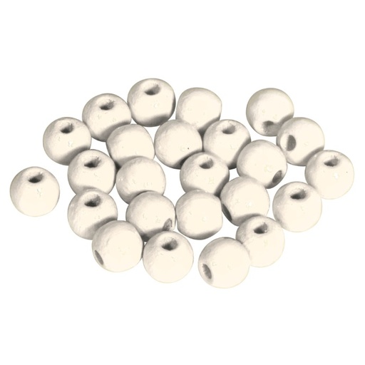[1006#02] Perles en bois FSC 100%, polies, 6mm ø, 115 pièces, blanc