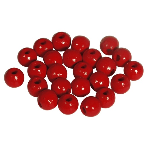 [1006#18] Perles en bois FSC 100%, polies, 6mm ø, 115 pièces, rouge