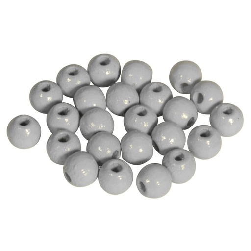 [1006#25] Perles en bois FSC 100%, polies, 6mm ø, 115 pièces, gris clair