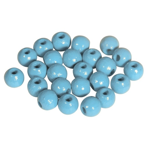 [1006#81] Perles en bois FSC 100%, polies, 6mm ø, 115 pièces, bleu pastel