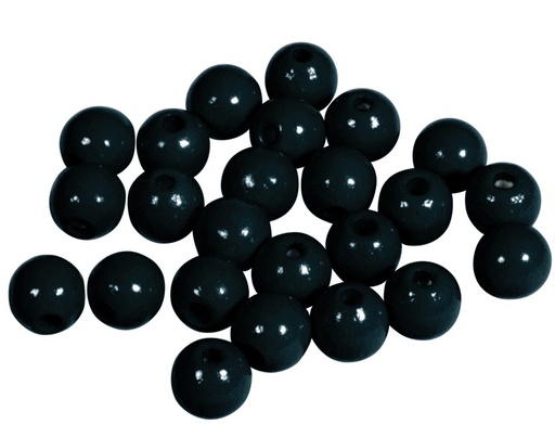 [1008#01] Perles en bois FSC 100%, polies, 8mm ø, sct. 82 pièces, noir