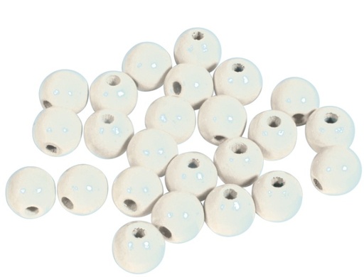[1008#02] Perles en bois FSC 100%, polies, 8mm ø, sct. 82 pièces, blanc