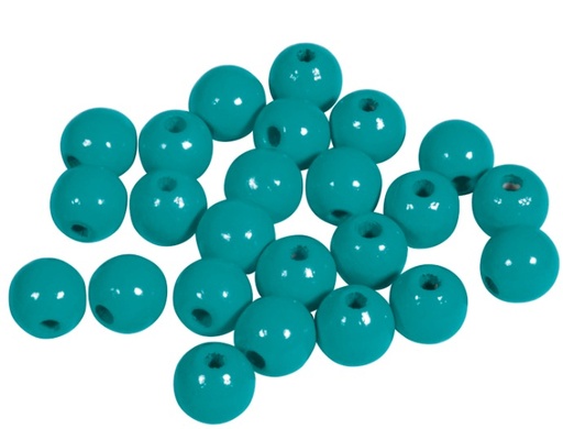 [1008#07] Perles en bois FSC 100%, polies, 8mm ø, sct. 82 pièces, turquoise