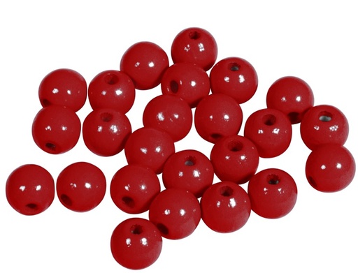 [1008#18] Perles en bois FSC 100%, polies, 8mm ø, sct. 82 pièces, rouge