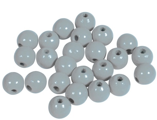 [1008#25] Perles en bois FSC 100%, polies, 8mm ø, sct. 82 pièces, gris clair