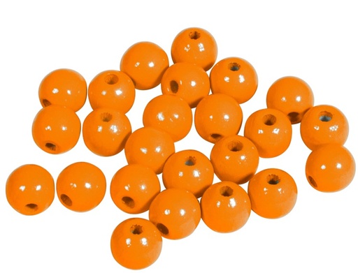 [1008#34] Perles en bois FSC 100%, polies, 8mm ø, sct. 82 pièces, orange