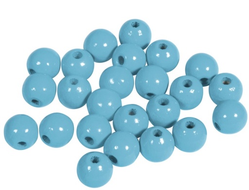 [1008#81] Perles en bois FSC 100%, polies, 8mm ø, sct. 82 pièces, bleu pastel