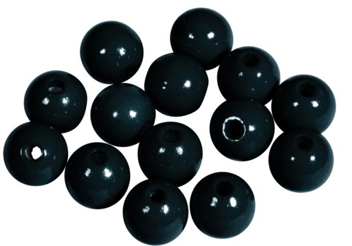 [1010#01] Perles en bois FSC 100%, polies, 10mm ø, noir, sct. 52 pièces