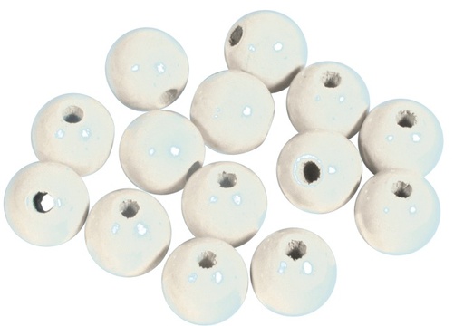 [1010#02] Perles en bois FSC 100%, polies, 10mm ø, blanc, sct. 52 pièces