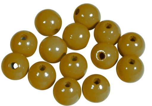 [1010#04] Perles en bois FSC 100%, polies, 10mm ø, brun moyen, sct. 52 pièces