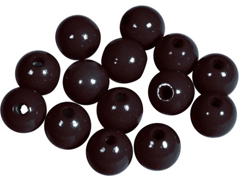 [1010#05] Perles en bois FSC 100%, polies, 10mm ø, brun foncé, sct. 52 pièces