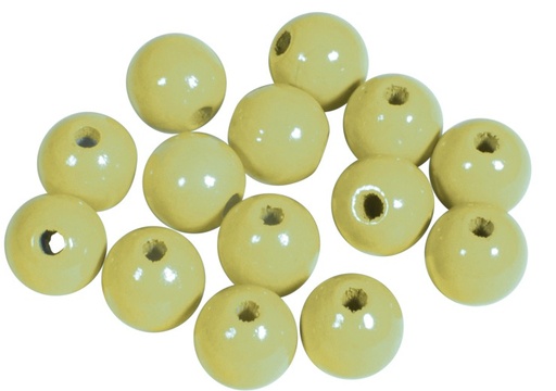 [1010#12] Perles en bois FSC 100%, polies, 10mm ø, lemon, sct. 52 pièces