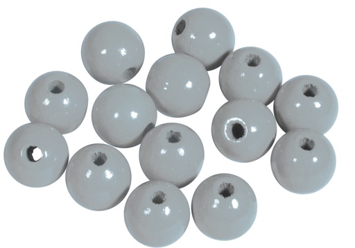 [1010#25] Perles en bois FSC 100%, polies, 10mm ø, gris clair , sct. 52 pièces