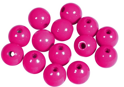 [1010#33] Perles en bois FSC 100%, polies, 10mm ø, rose foncé, sct. 52 pièces