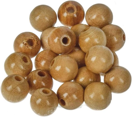 [1012#31] Perles en bois FSC 100%, polies, 12mm ø, nature, sct. 32 pièces