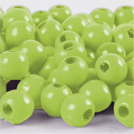 [1012#50] Perles en bois FSC 100%, polies, 12mm ø, vert pomme, sct. 32 pièces