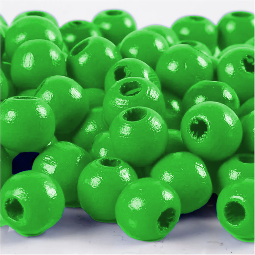 [1012#85] Perles en bois FSC 100%, polies, 12mm ø, vert mai, sct. 32 pièces
