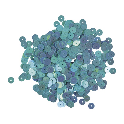 [R39268#93] Paillettes lisses, 6mm ø, bleu irisé, boîte 4000 pièces