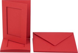 [FOL1305#20] Passepartouts 220g/m², 10,5x15cm, rechthoekig gesneden, 5 kaarten en enveloppen, warm rood