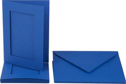 [FOL1305#35] Passepartouts 220g/m², 10,5x15cm, rechthoekig gesneden, 5 kaarten&enveloppen, koningsblauw