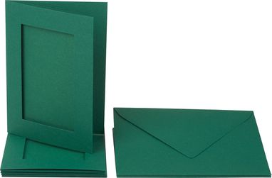 [FOL130558] Kaarten + omslag Rechth uitsnijding 10.5x15   5st,  fir green