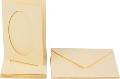 [FOL1205#01] Passe-Partout 220g/m², ovale, 10,5x15cm,5 cartes+envel., blanc nacré