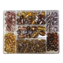 [R14003#316] Boîte Perles En Verre, Prune, Mélange Couleurs+Tailles, Boite 115G