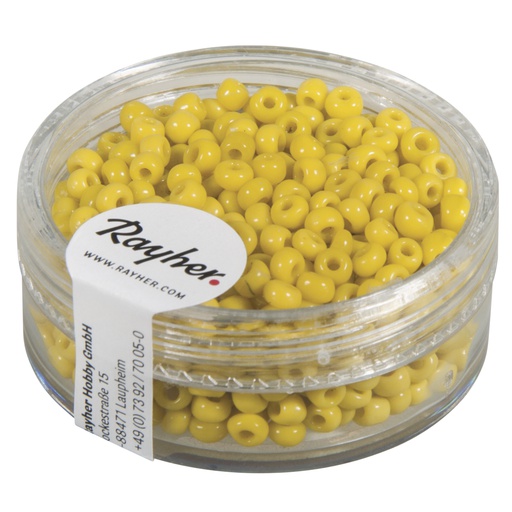 [R14056#20] Rocailles, 2,6 mm ø, opaques, jaune, boîte 17 g