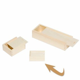 [054189] Kistje in hout, 8x 10x4 cm, schuifdeksel