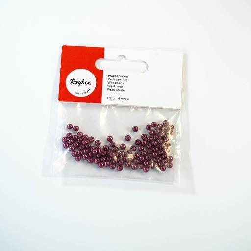 [R1603818] Perles en cire, 4mm ø, rouge, 100 pièces, sct.