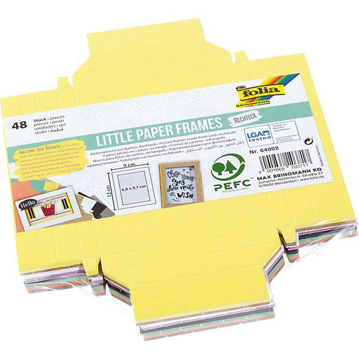 [FOL64802] Mini cadres en papier "Rectangulaire", 48 pièces, 8 couleurs assorties