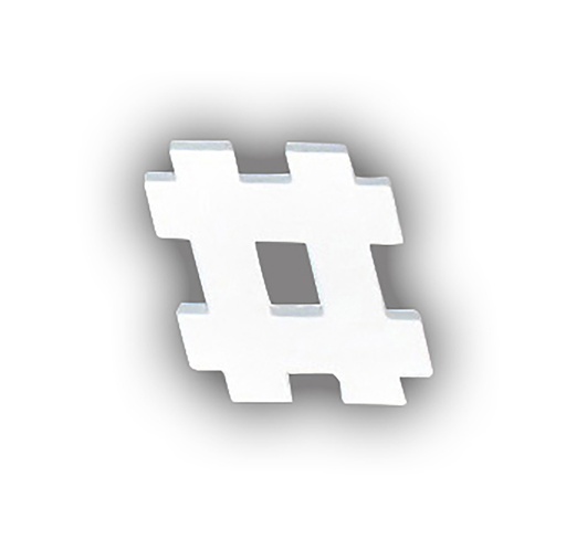 [DE-ABC#788] Décopatch Alfabet klein Leesteken 12cm Hashtag. - Wit