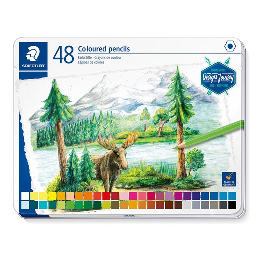 [S146CM48] Staedtler crayons de couleur - étui métal 48 pc Design Journey