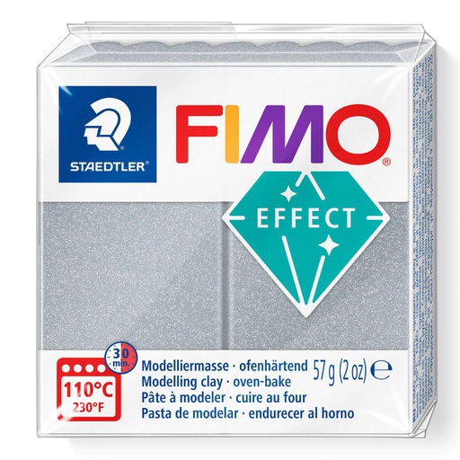 [S8020E#81] Fimo effect boetseerklei, 57gr - zilver**