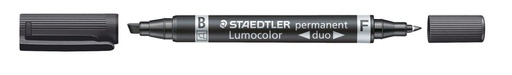 [S348B9] Staedtler Lumocolor® Permanent Marker, duo (F/M) beitelpunt zwart, 10 stuks