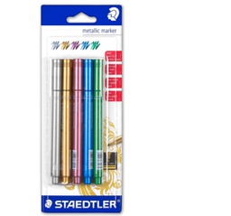 [S8323SBK5] metallic pen - blister 5 kleuren DJ