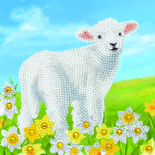 [CCK18#A99] Crystal Card Kit ® Diamond Painting 18x18cm, Little Lamb