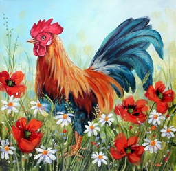 [CCK18-A102] Crystal Card Kit ® Diamond Painting 18x18cm, Bunny Cockerel in the Field