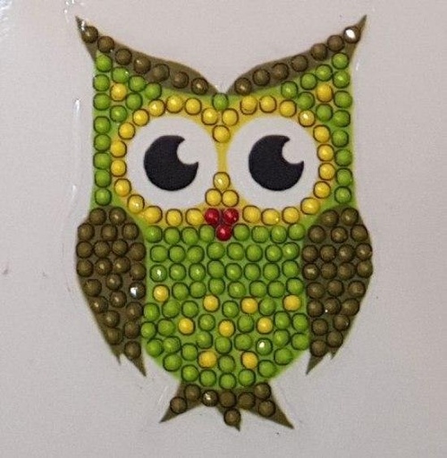 [CAMK#7] Crystal Art Motif 9x9cm, Green Owl