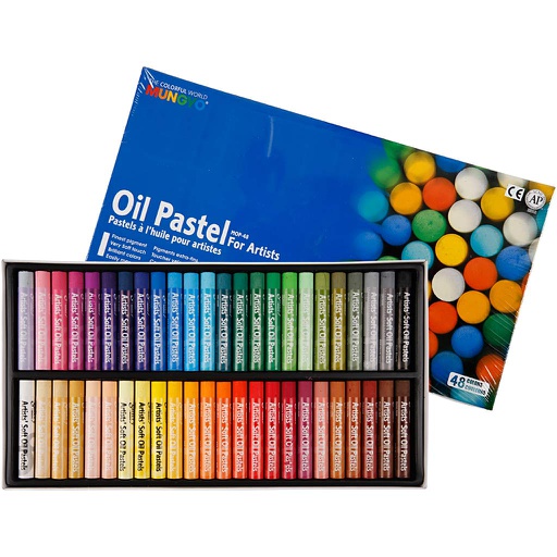 [CR38144] Pastels à l'huile Mungyo, L: 7 cm, ép. 11 mm, couleurs assorties, 48 pièce/ 1 Pq.