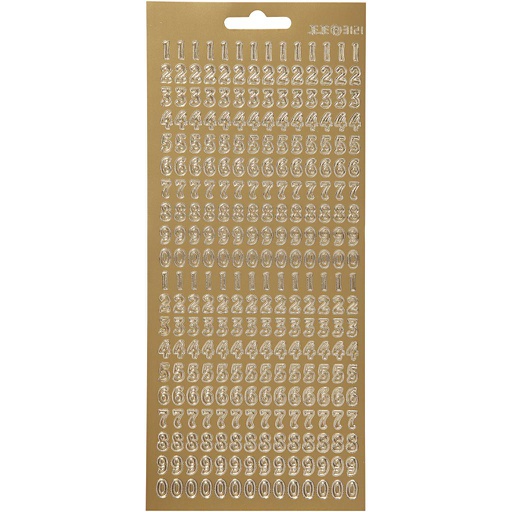 [CR170220] Stickers, goud, cijfers, 10x23 cm, 1 vel