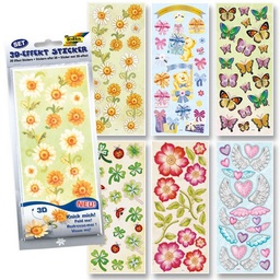 [FOL1311] 3D-Effect-Stickers ALL-YEAR-ROUND Set II, 10x23cm, 6 sheets, assorted designs