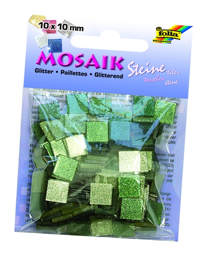 [FOL612#03] Mozaïek steentjes GLITTER MIX, 45g, 10x10mm, 190 delen, groen