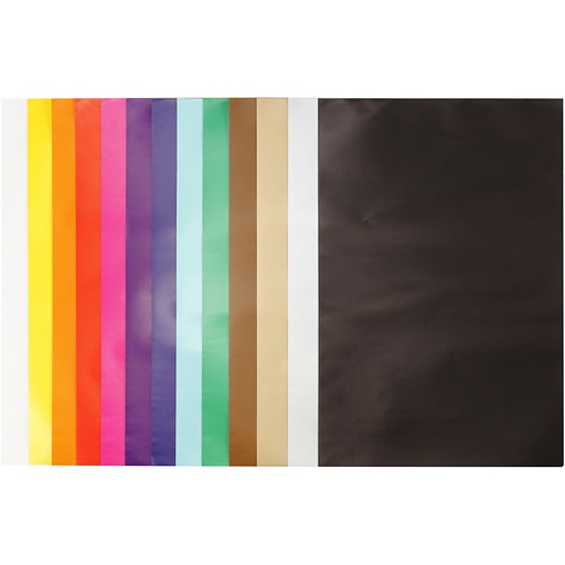 [CR20467] Glanspapier, diverse kleuren, 24x32 cm, 80 gr, 50 vellen