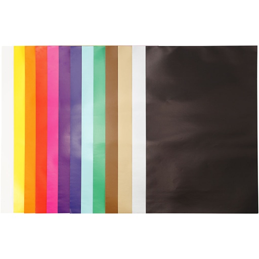 [CR20468] Papier glacé, 32x48 cm, 80 gr, couleurs assorties, 100 flles/ 1 Pq.
