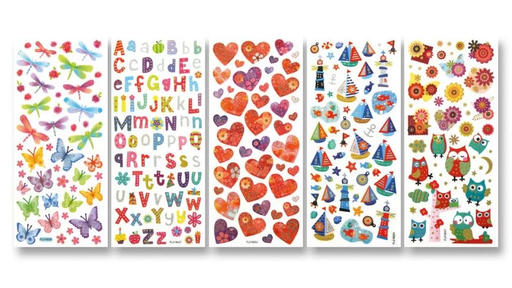 [FOL1410] Glitter-Sticker "Decoration", env.10x23cm, 5 flles, motifs assortis