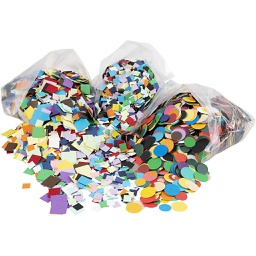 [CR21015] Karton mozaiek, diverse kleuren, afm 10+15+20 mm, 8x180 gr