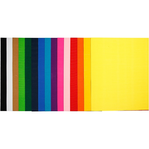 [CR21926] Carton ondulé, 50x70 cm, 80 gr, couleurs assorties, 15 flles/ 1 Pq.