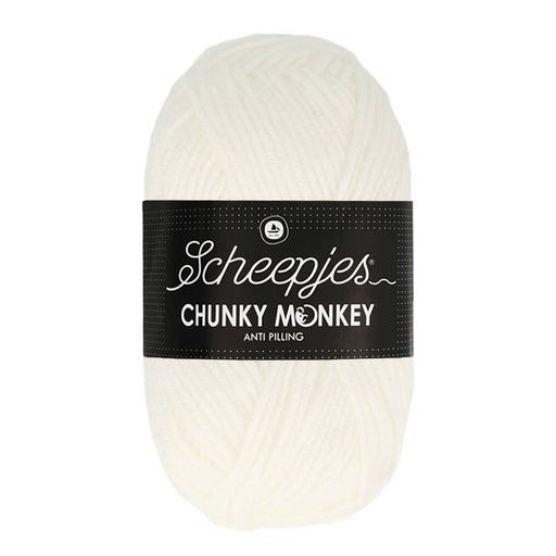 [CHU500#1001] Scheepjeswol "Chunky Monkey", 5x100g, 100% Acryl, naald 5.0, kleur 1001 White