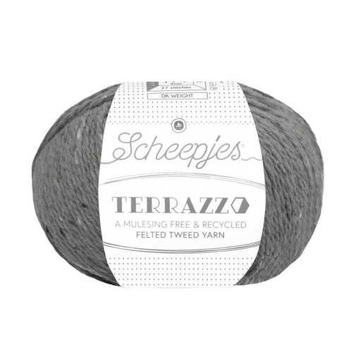 [TER250#741] Scheepjeswol "Terrazzo", 5x50g, 70% wol/30% viscose/gerecycleerd, naald 4.0, kleur 741 Cenere